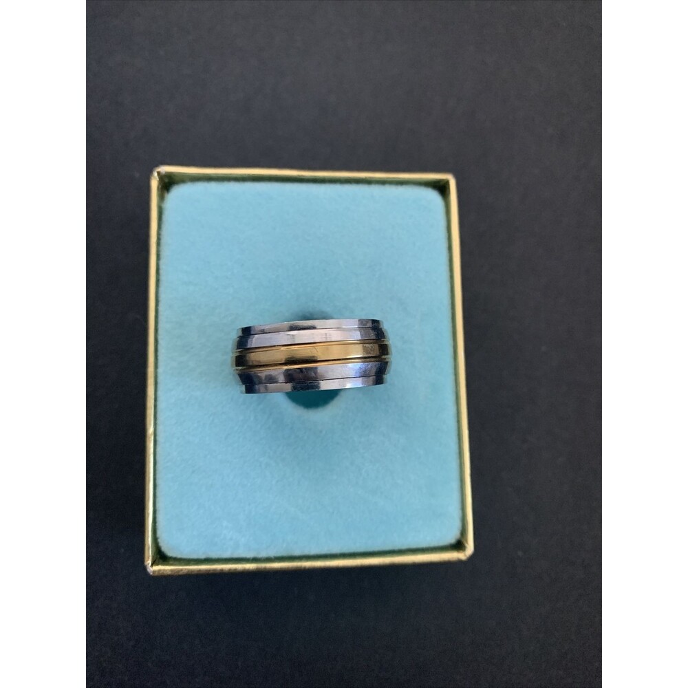 Men's 2Tone Stainless Steel and Yellow Gold Wedding Band /Ring 9.5